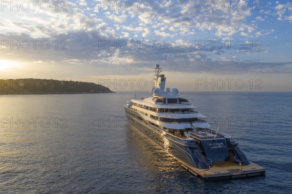 Aerial view of 133 metre motor yacht AL MIRQAB, delivered in 2008 by the German shipyard Kusch