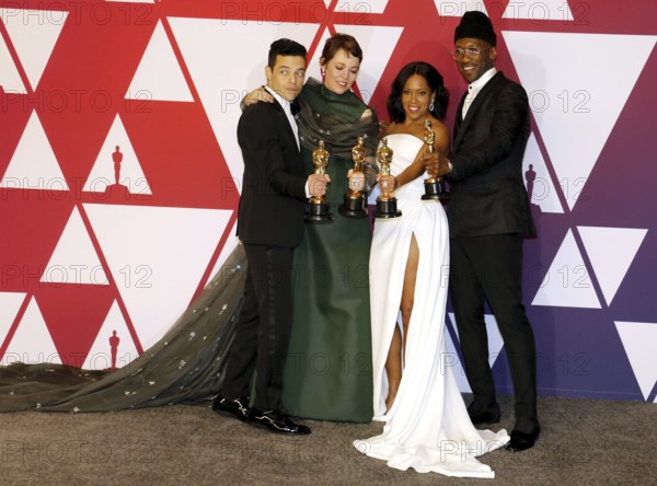 Rami Malek, Olivia Colman, Regina King and Mahershala Ali at the 91st Annual Academy Awards, Press
