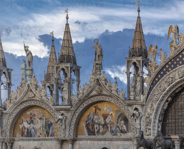 Architectural fragment of basilica. Patriarchal Cathedral Basilica of Saint Mark is cathedral