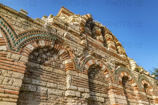 Details of the Church of Christ Pantocrator in Nessebar ancient city. Nesebar, Nesebr is a UNESCO