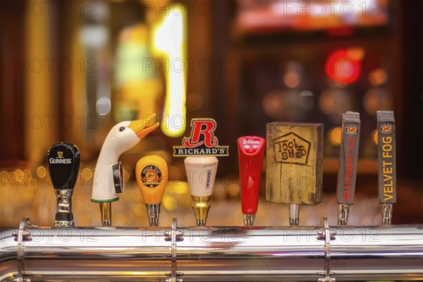 Calgary, Alberta, Canada. Jan 10, 2024. International and Local tap draft or draught beer