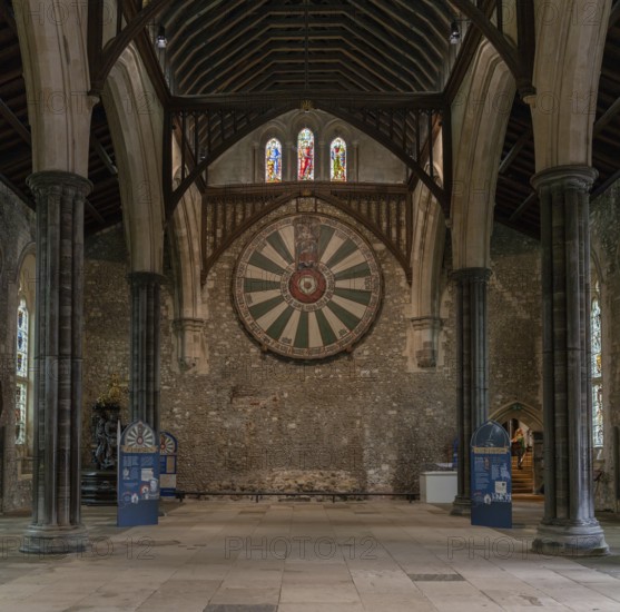 Winchester, United Kingdom, 8 September, 2022: interior view of The Great Hall and the Round Table