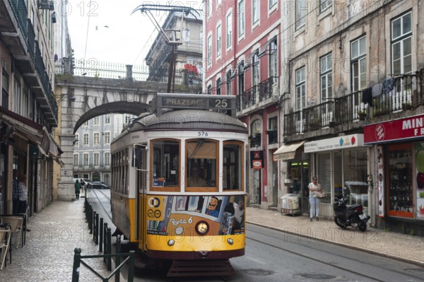 11.06.2018, Lisbon, Portugal, Europe, A tram in the historic centre of the Portuguese capital,