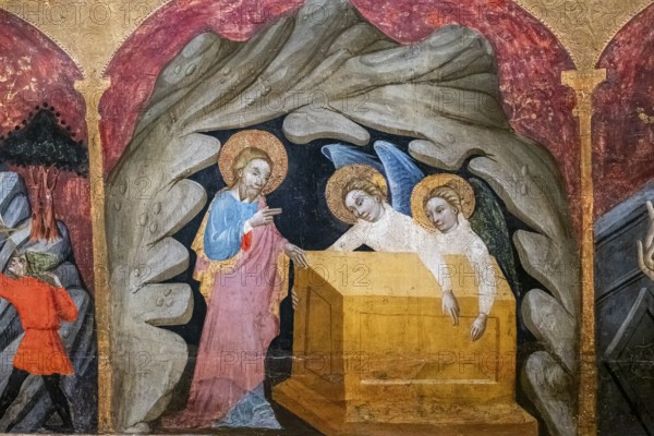 Tomb of moses, altarpiece of the saints archangels, Gabriel Moger, 1407, tempera on wood, Puig de