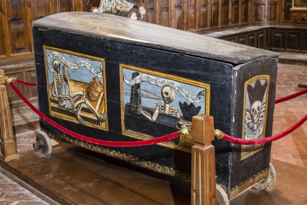 Catafalque, dance of death, 16th century, Museo de la Caballada, Church of the Holy Trinity,