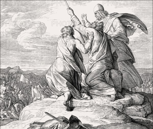 Battle with the Amalekites, Battle of Refidim, Old Testament, by Julius Schnorr von Carolsfeld,