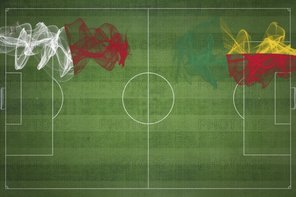 Malta vs Benin Soccer Match, national colors, national flags, soccer field, football game,