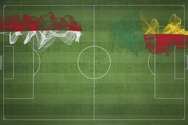 Monaco vs Benin Soccer Match, national colors, national flags, soccer field, football game,