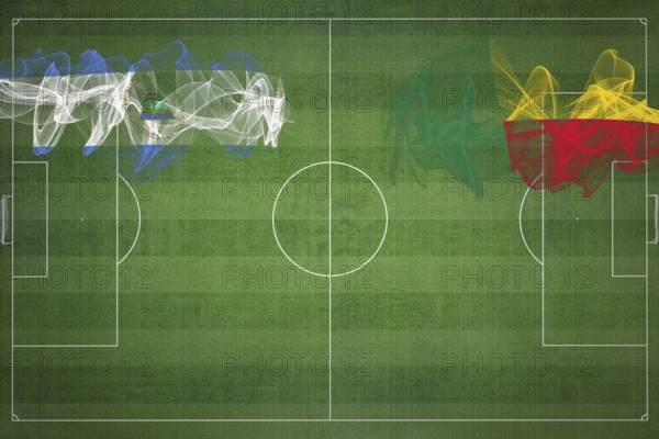 Nicaragua vs Benin Soccer Match, national colors, national flags, soccer field, football game,