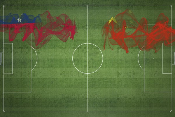 Samoa vs China Soccer Match, national colors, national flags, soccer field, football game,