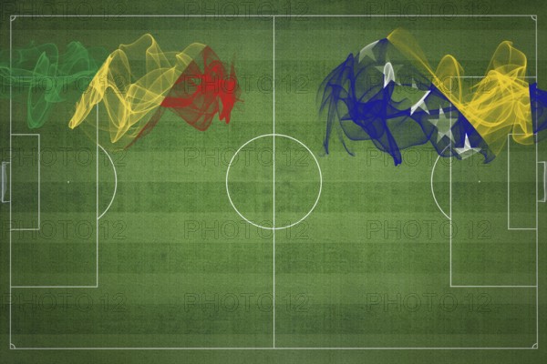 Republic of the Congo vs Bosnia and Herzegovina Soccer Match, national colors, national flags,