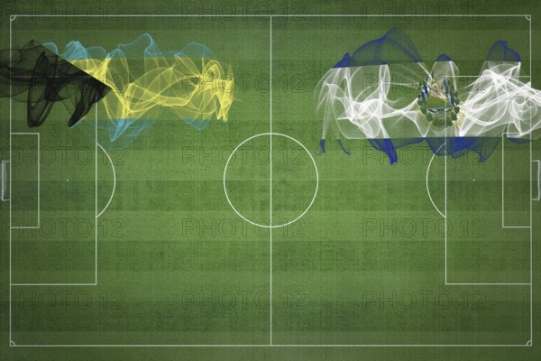 Bahamas vs El Salvador Soccer Match, national colors, national flags, soccer field, football game,