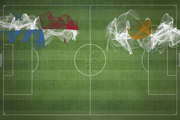 Panama vs Cyprus Soccer Match, national colors, national flags, soccer field, football game,