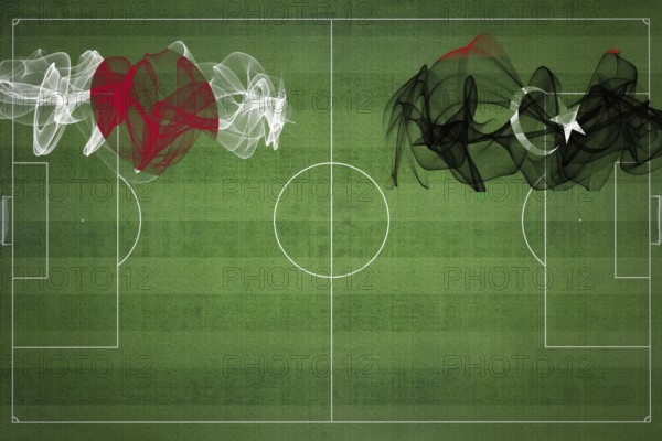 Japan vs Libya Soccer Match, national colors, national flags, soccer field, football game,