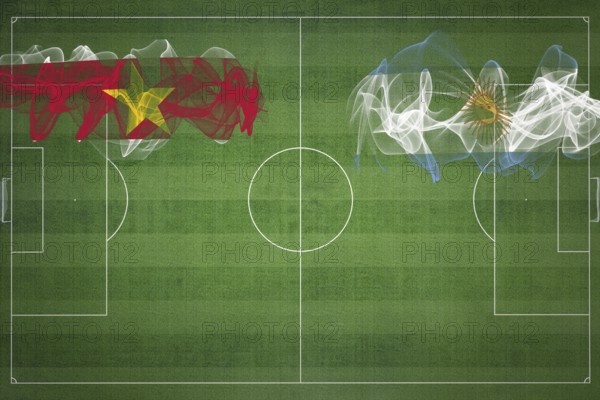 Suriname vs Argentina Soccer Match, national colors, national flags, soccer field, football game,