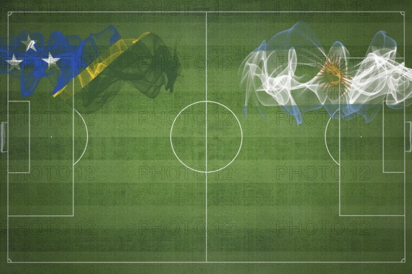 Solomon Islands vs Argentina Soccer Match, national colors, national flags, soccer field, football