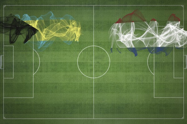 Bahamas vs Netherlands Soccer Match, national colors, national flags, soccer field, football game,