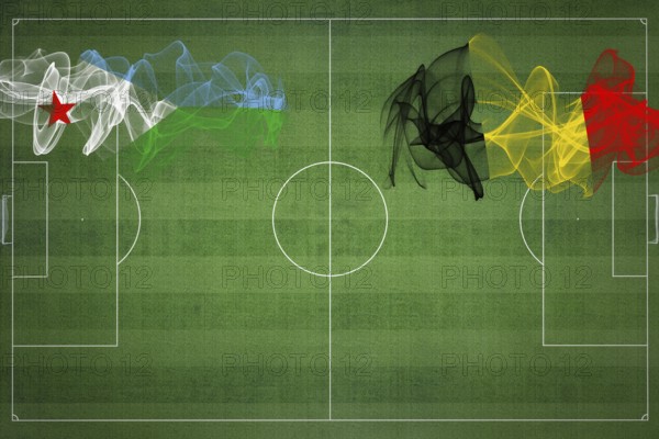 Djibouti vs Belgium Soccer Match, national colors, national flags, soccer field, football game,