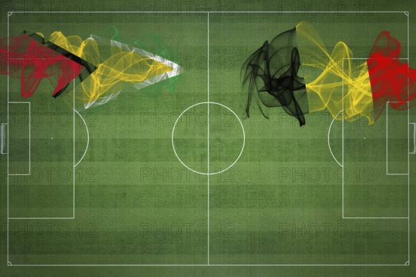 Guyana vs Belgium Soccer Match, national colors, national flags, soccer field, football game,