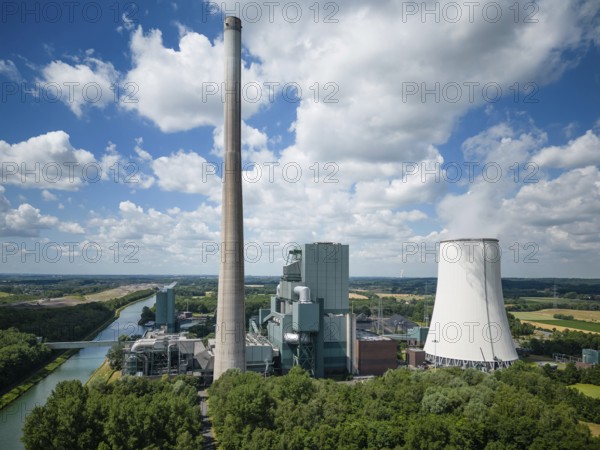 Aerial view of the hard coal-fired power station in Bergkamen, Germany, which has an installed