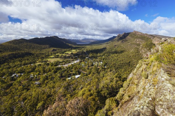 Iconic views from Chatauqua Peak over Halls Gap and surrounds on a warm autumn sunny day in