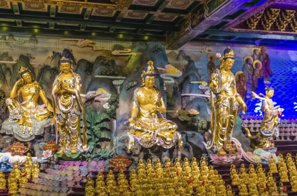 Statues in buddhist Temple 33 statues of guanyin in the Sanya Nanshan Cultural Center, Hainan,