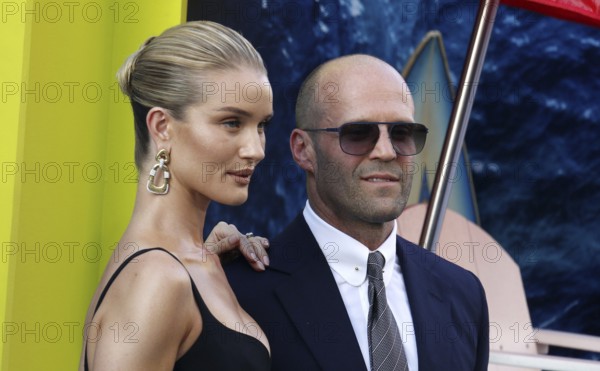 Rosie Huntington-Whiteley and Jason Statham at the Los Angeles premiere of 'The Meg' held at the