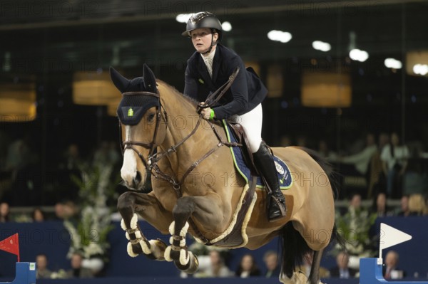 Sanne Thijssen of Netherlands competes in 1.60m FEI Jumping World Cup at Jumping Amsterdam in