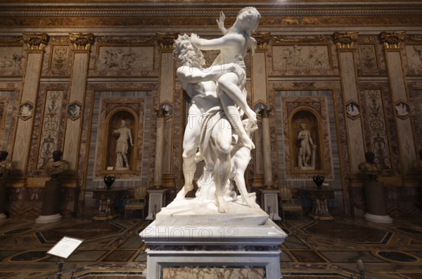 Rome, Italy, 28 December 2023: The Rape of Proserpina by Gian Lorenzo Bernini, 1622. Baroque marble