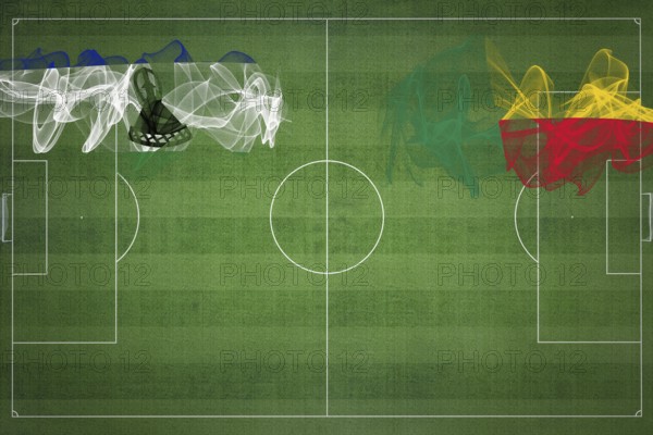 Lesotho vs Benin Soccer Match, national colors, national flags, soccer field, football game,