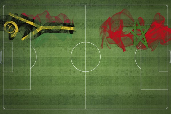 Vanuatu vs Morocco Soccer Match, national colors, national flags, soccer field, football game,