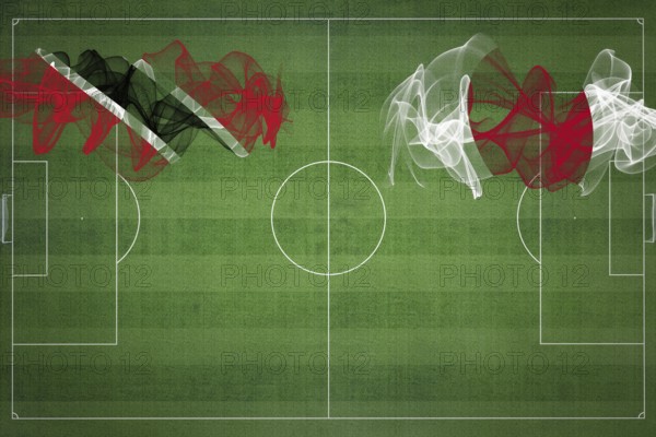 Trinidad and Tobago vs Japan Soccer Match, national colors, national flags, soccer field, football