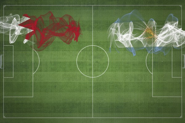 Bahrain vs Argentina Soccer Match, national colors, national flags, soccer field, football game,