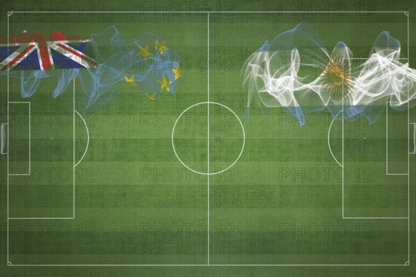 Tuvalu vs Argentina Soccer Match, national colors, national flags, soccer field, football game,