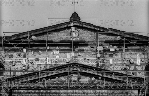 Germany, Berlin, 09.03.1992, Ruin of the Elisabeth Church (Schinkel building), construction work -