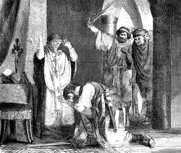 Pope Sergius I, c.?650 – 701, and his bodyguard protospatharios Zacharias