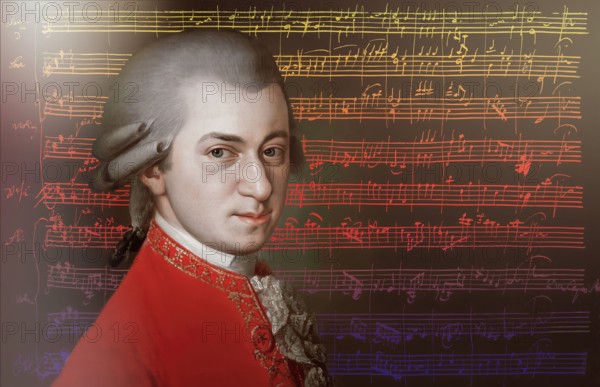 Wolfgang Amadeus Mozart, 1756 – 1791, composer of classical music, First Viennese School, notesheet