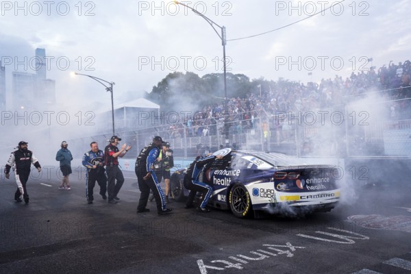 NASCAR Cup Driver, Shane van Gisbergen (91), celebrates his win for the Inaugural Grant Park 220 on