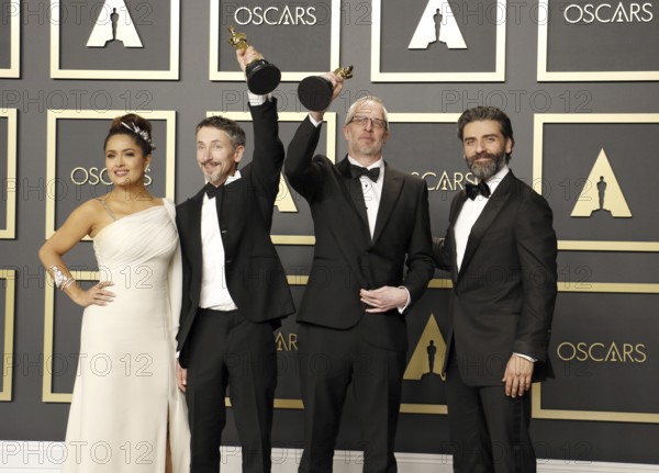 Mark Taylor, Stuart Wilson, Salma Hayek and Oscar Isaac at the 92nd Academy Awards, Press Room held