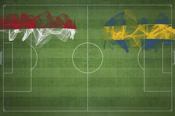 Monaco vs Sweden Soccer Match, national colors, national flags, soccer field, football game,
