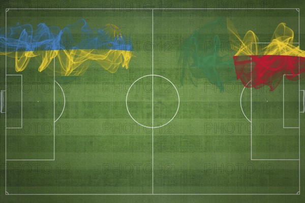 Rwanda vs Benin Soccer Match, national colors, national flags, soccer field, football game,