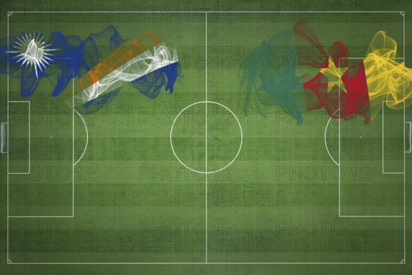 Marshall Islands vs Cameroon Soccer Match, national colors, national flags, soccer field, football