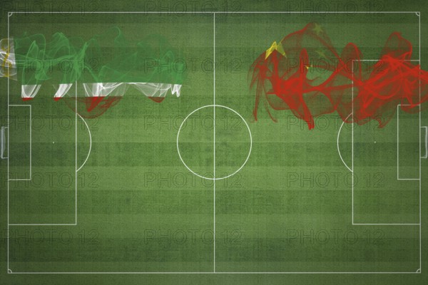 Chechnya vs China Soccer Match, national colors, national flags, soccer field, football game,