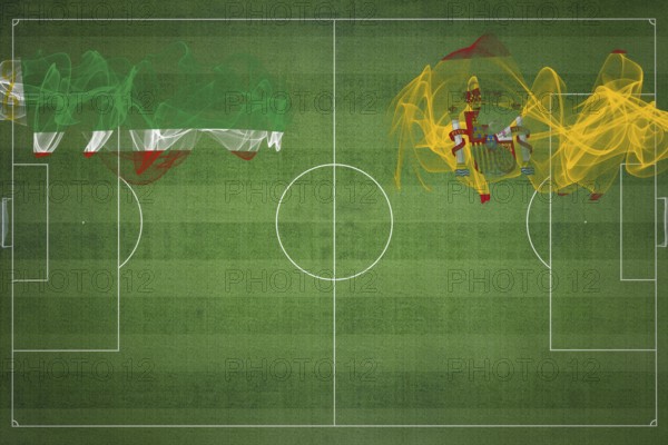 Chechnya vs Spain Soccer Match, national colors, national flags, soccer field, football game,
