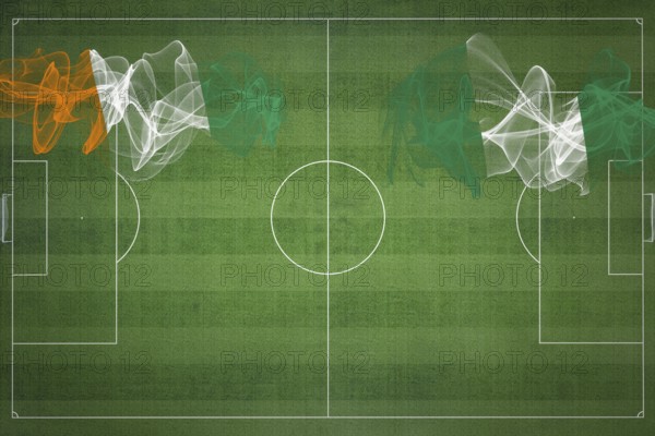 Ivory Coast vs Nigeria Soccer Match, national colors, national flags, soccer field, football game,