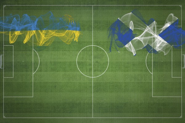 Rwanda vs Scotland Soccer Match, national colors, national flags, soccer field, football game,