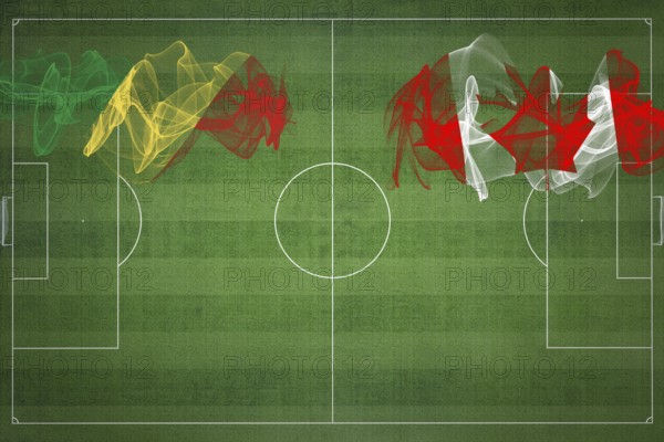 Republic of the Congo vs Canada Soccer Match, national colors, national flags, soccer field,