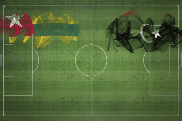 Togo vs Libya Soccer Match, national colors, national flags, soccer field, football game,