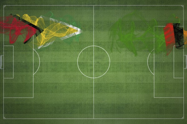 Guyana vs Zambia Soccer Match, national colors, national flags, soccer field, football game,