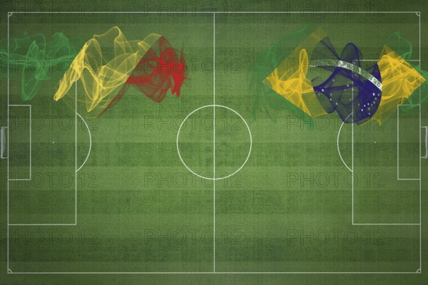 Republic of the Congo vs Brazil Soccer Match, national colors, national flags, soccer field,